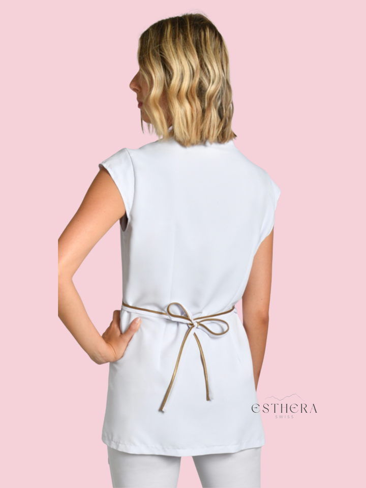 Étole kimono de spa blanche avec liseré doré