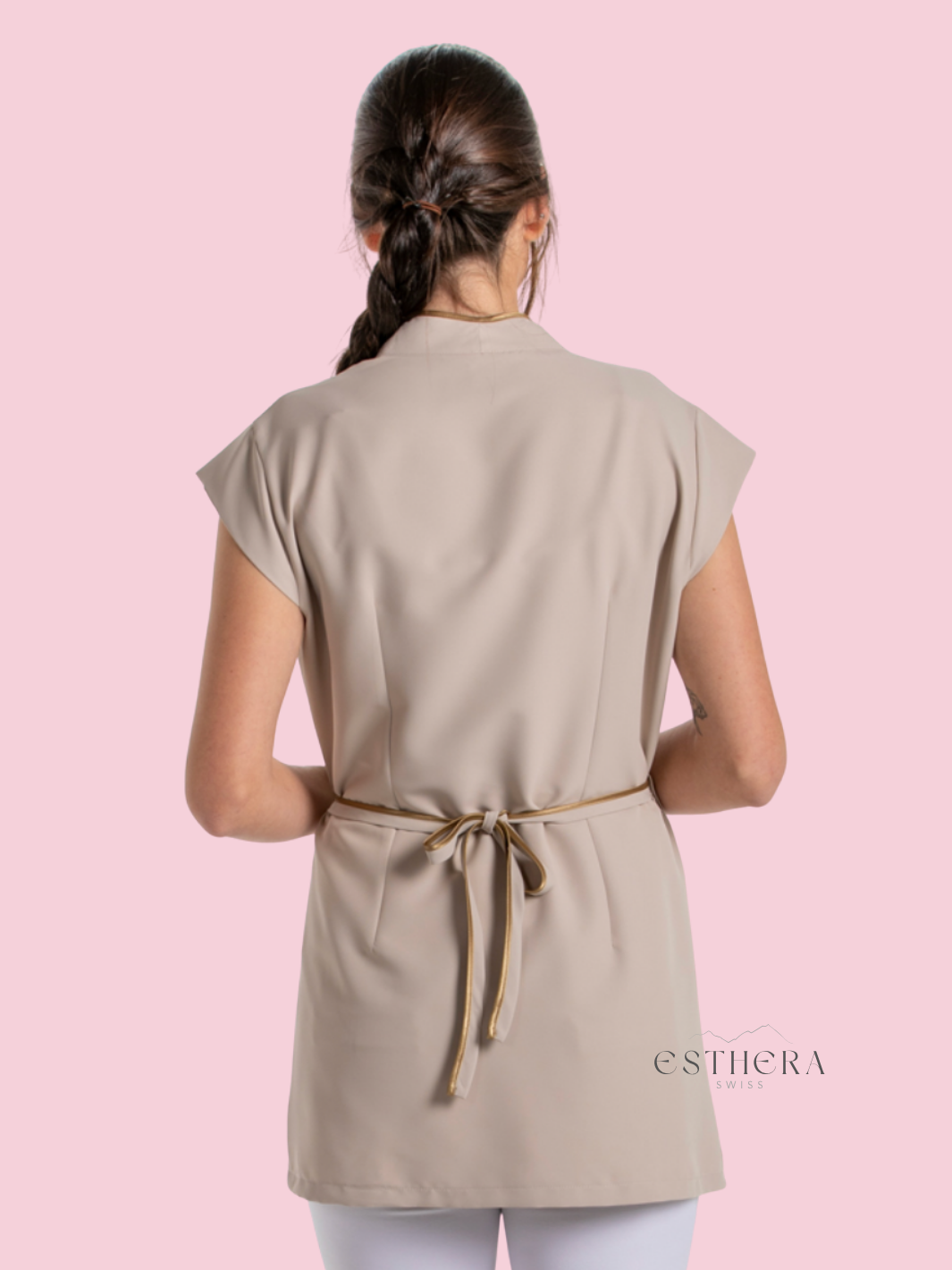 Étole kimono de spa beige avec liseré doré