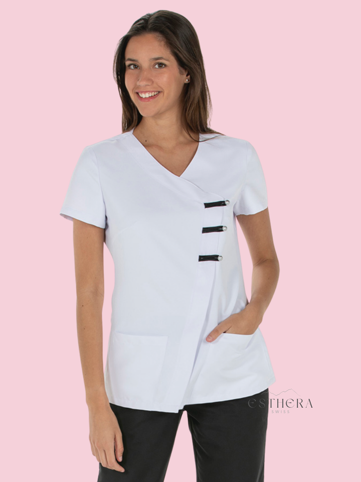 Veste en microfibre blanche avec détails à passants