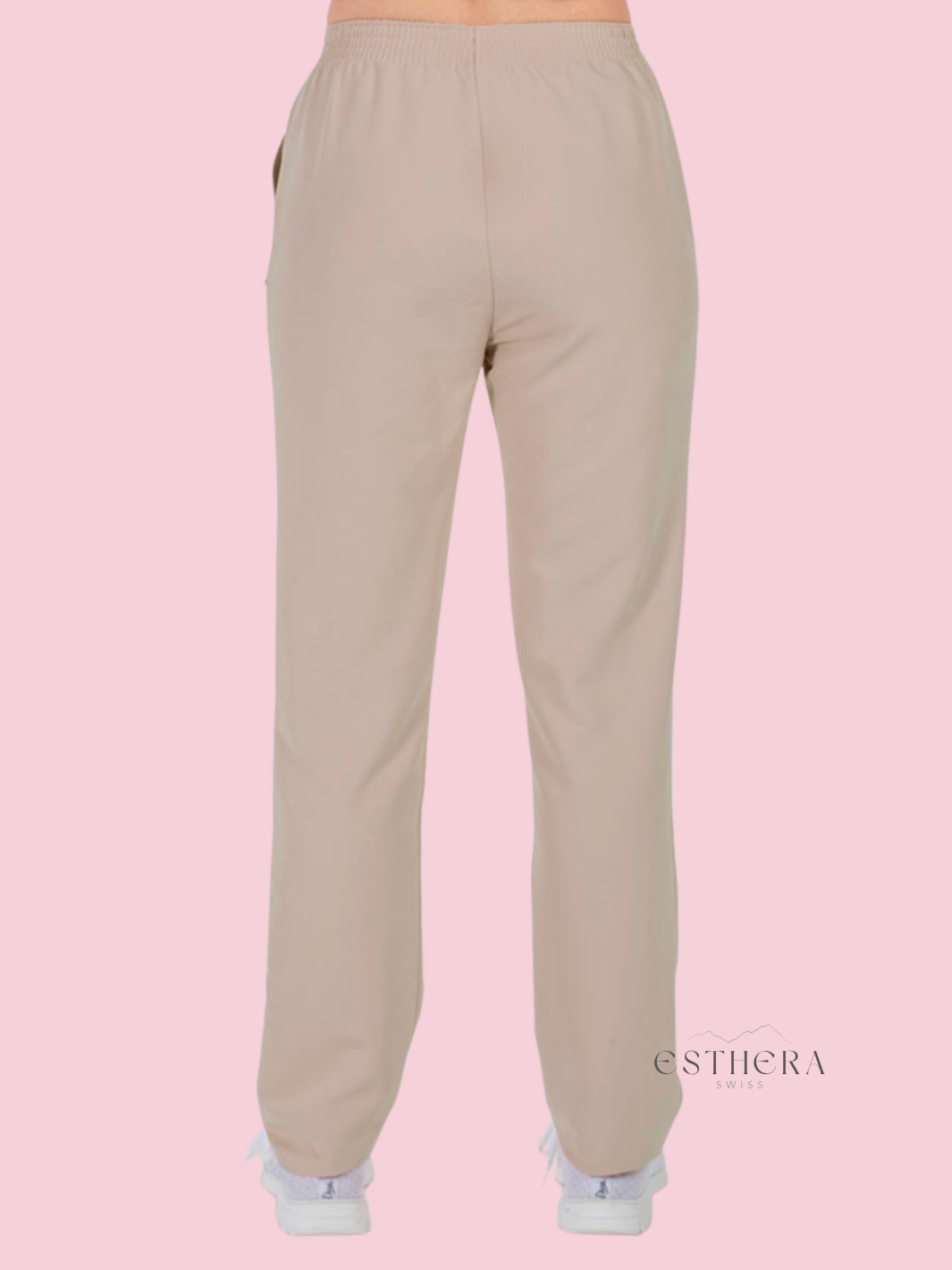 Pantalon beige en microfibre extensible