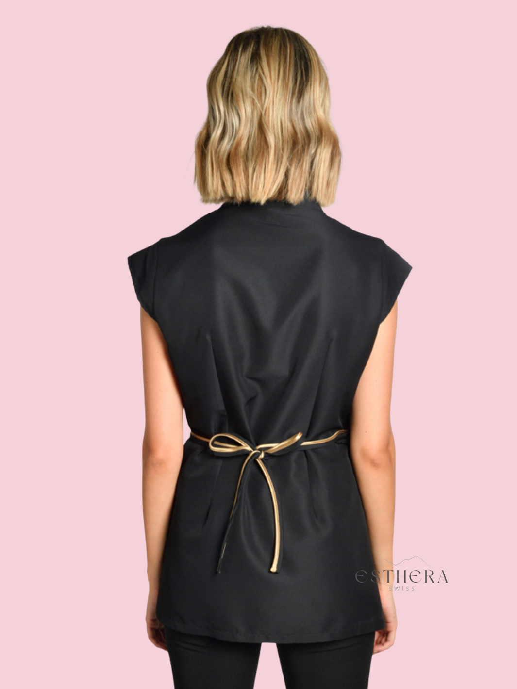 Étole kimono de spa noir avec liseré doré