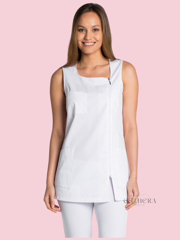 Blouse pour le commerce et l’esthétique, sans manches.