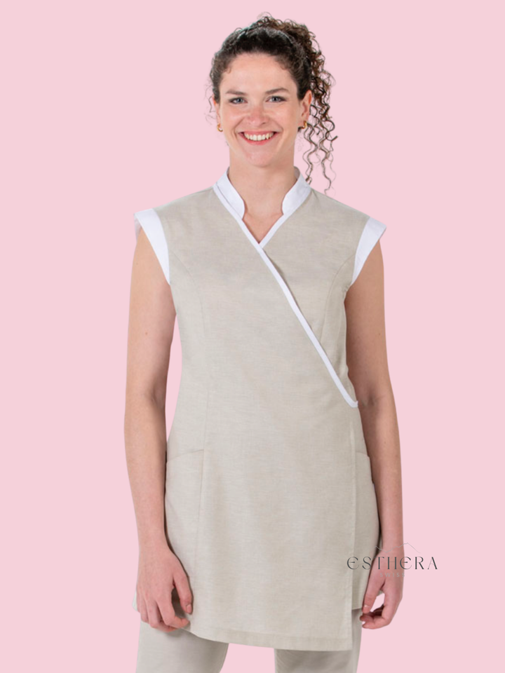 Kimono stole beige à contrastes