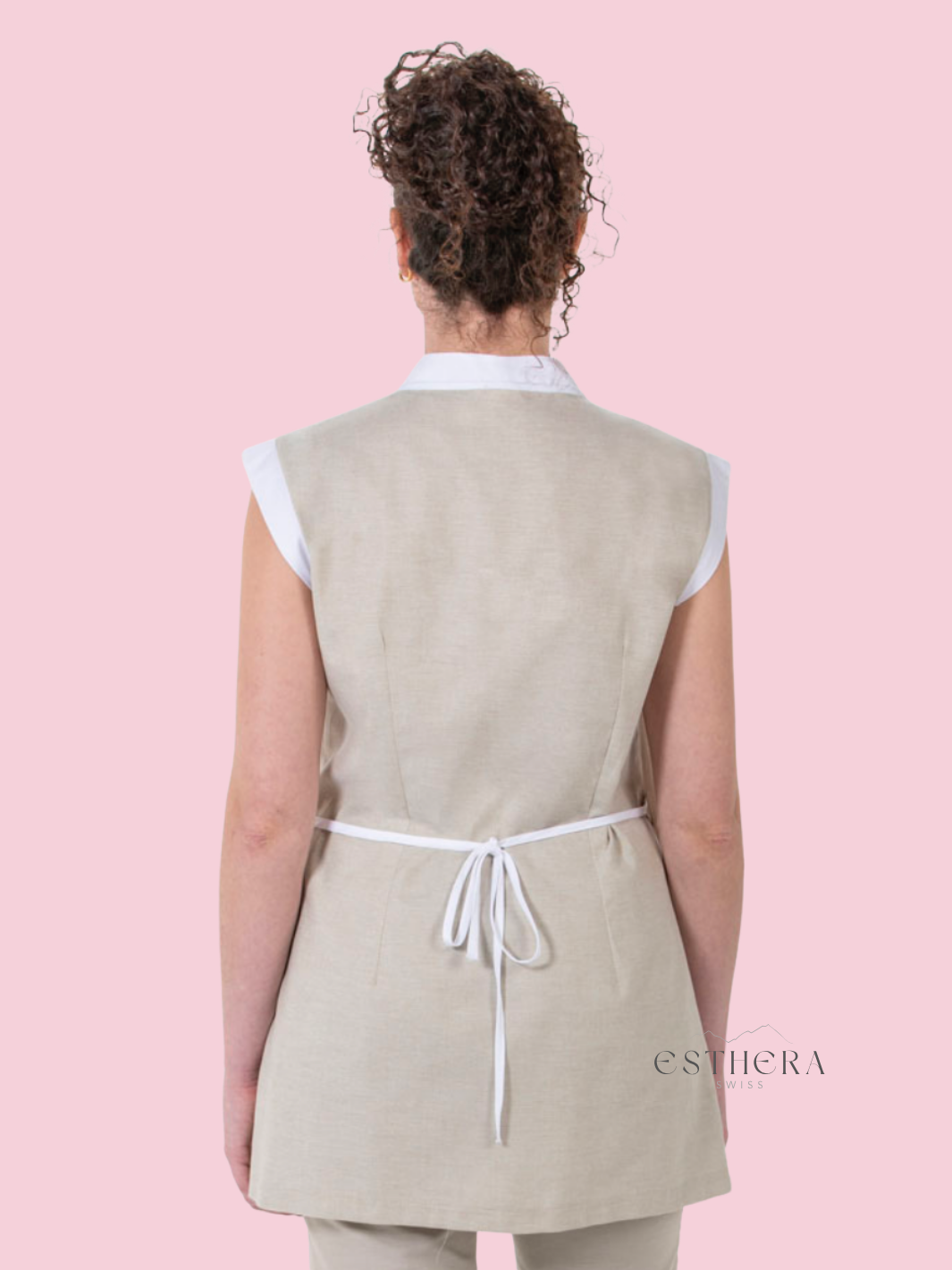 Kimono stole beige à contrastes