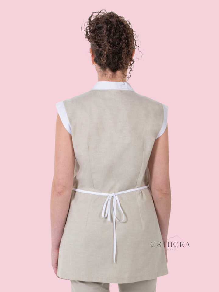 Kimono stole beige à contrastes