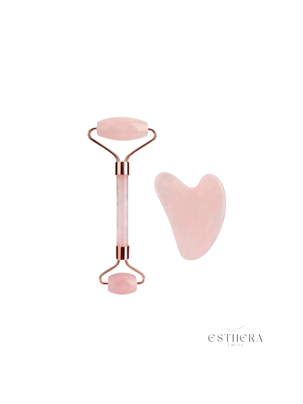 Roller Quartz rose naturel visage + Gua Sha