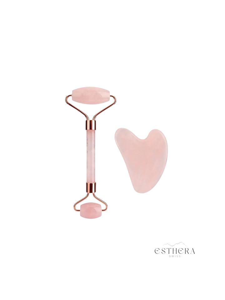 Roller Quartz rose naturel visage + Gua Sha